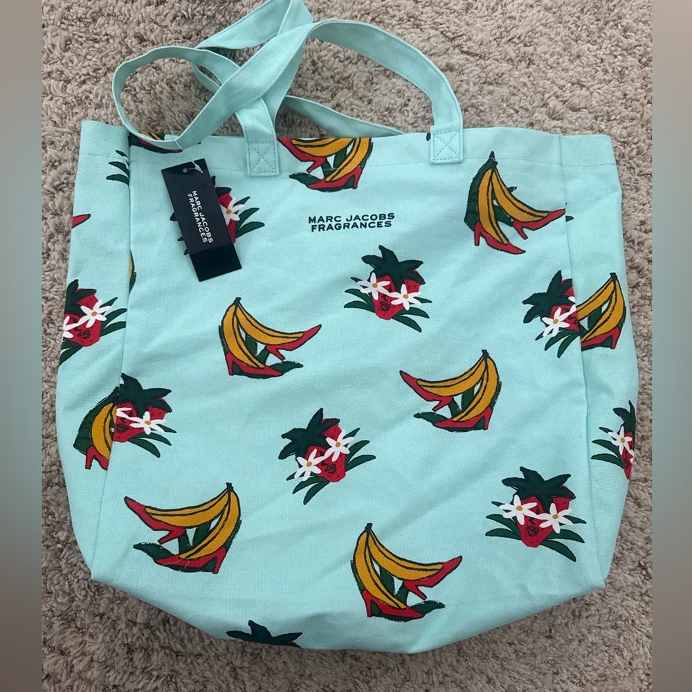 NWT Marc Jacobs Aqua Tote with Banana and Floral Print